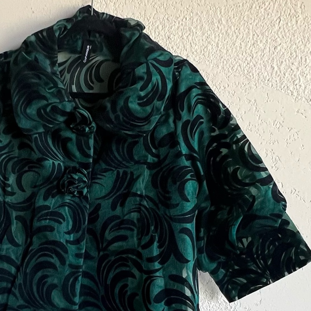 Curvesque Emerald Velvet Blouse/Jacket